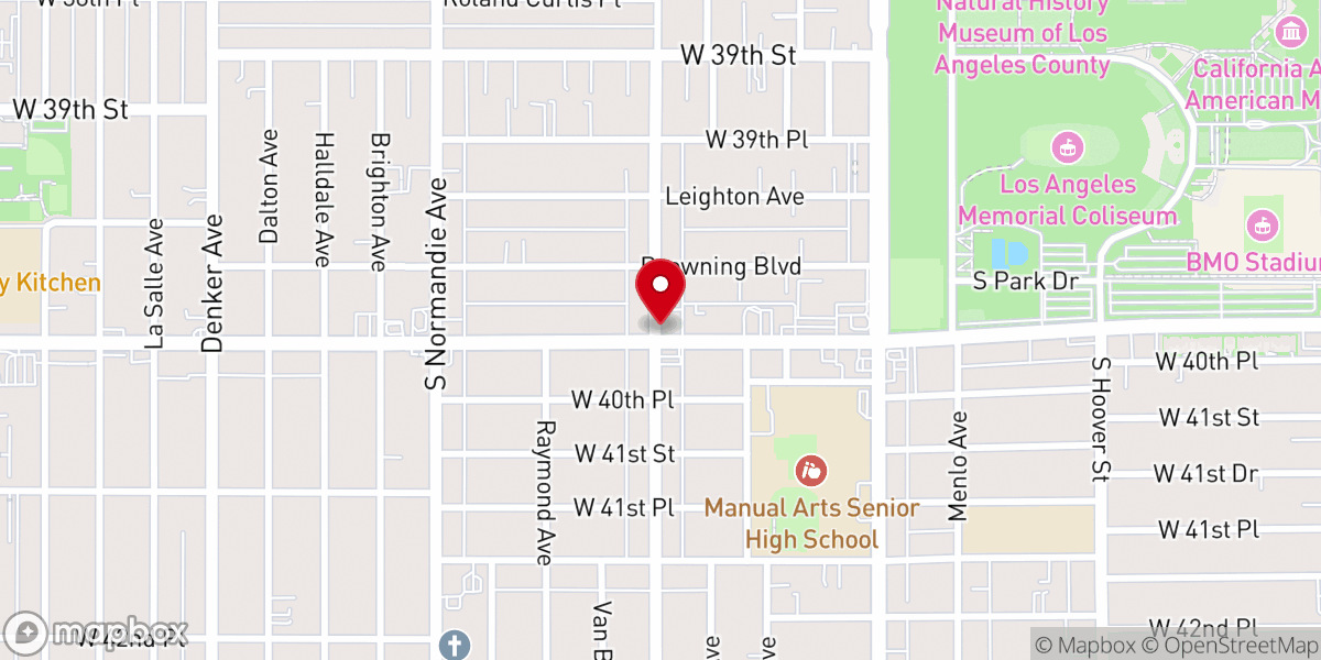 Map showing location of Los Angeles University Seventh-day Adventist Church