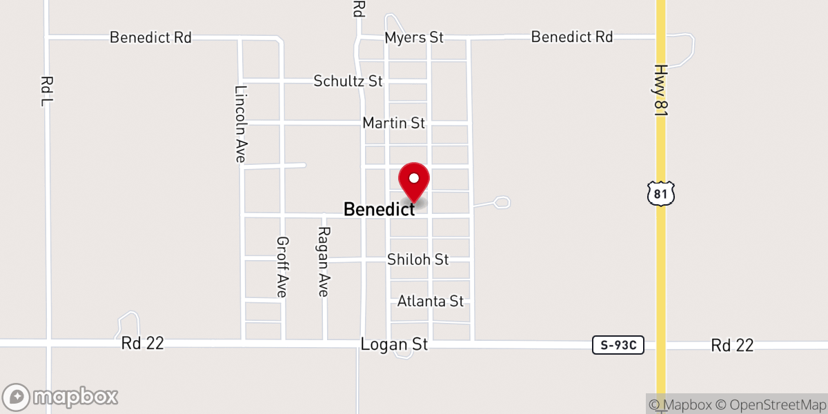 Map showing location of Village of Benedict