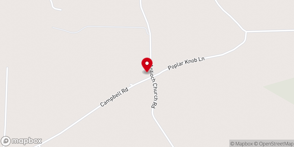 Map showing location of Antioch Baptist Church