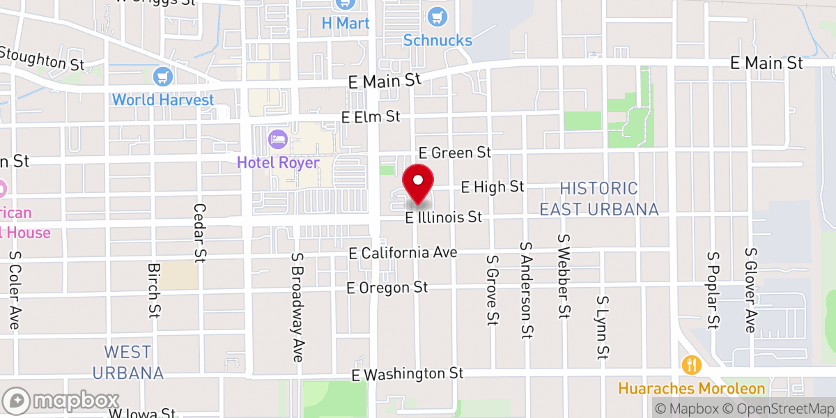 Map showing location of Redeemer Church Urbana