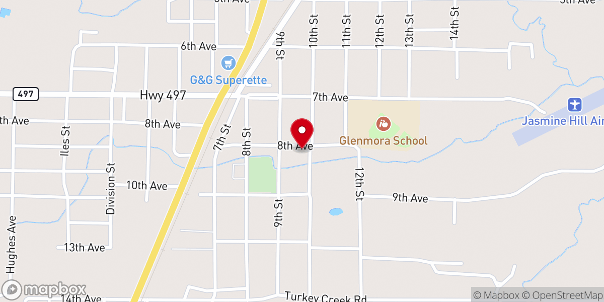 Map showing location of Harmony Baptist Church