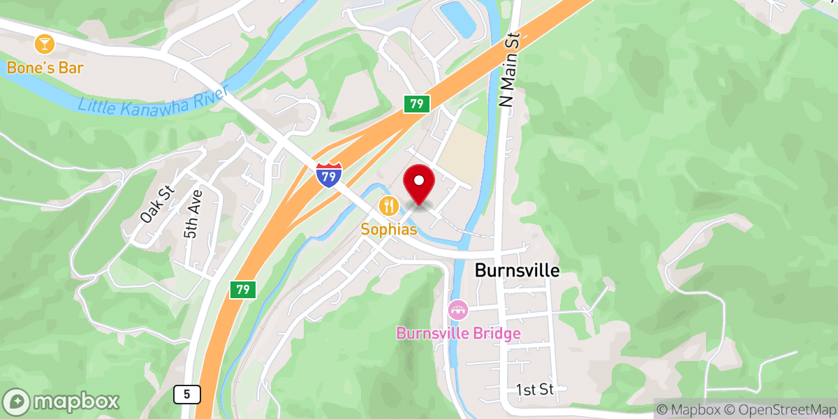 Map showing location of Burnsville United Methodist Church