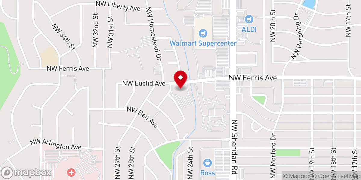 Map showing location of Lawton First United Methodist Church
