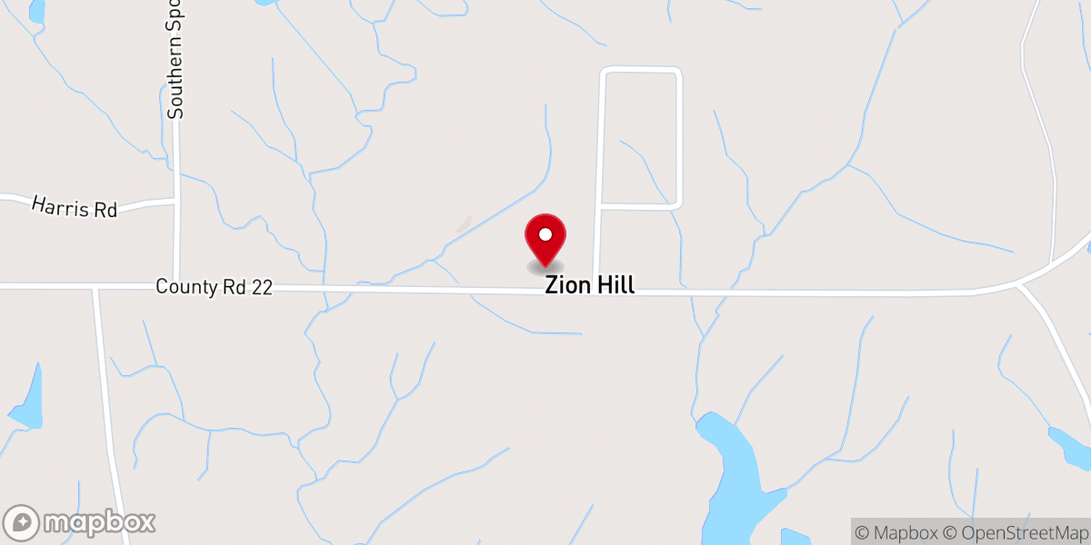 Map showing location of Zion Hill Methodist Church