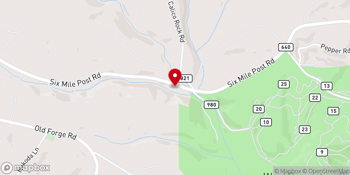 Map showing location of Pigg River Church