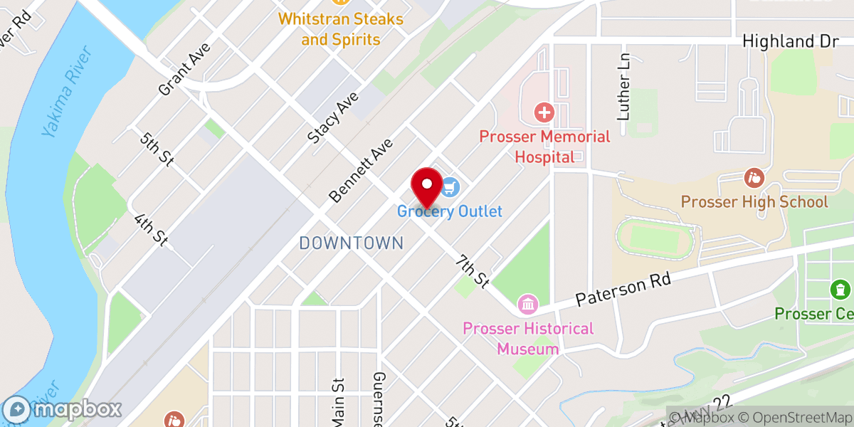 Map showing location of 7th Day Adventist church, prosser WA