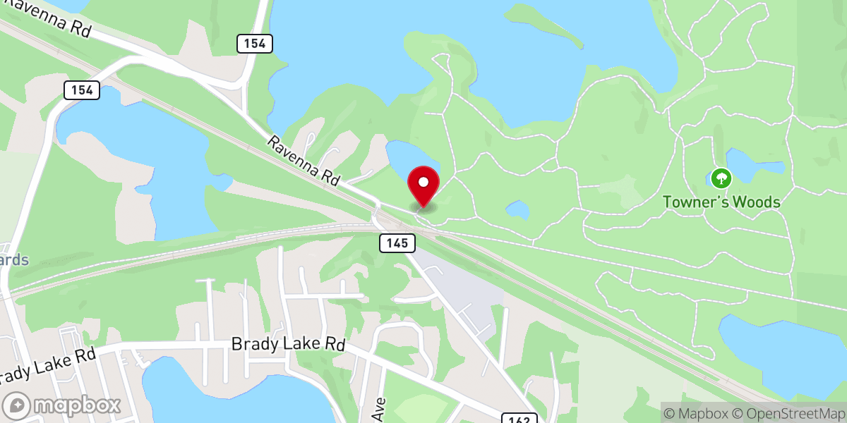 Map showing location of Towner's Woods