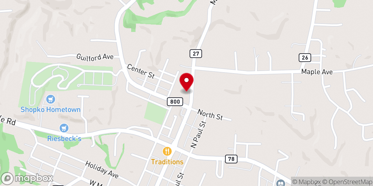 Map showing location of Woodsfield Community Bible Church