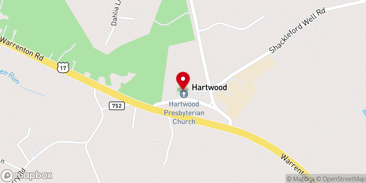 Map showing location of Hartwood Presbyterian Church - Food Distribution Center