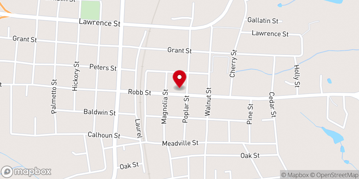 Map showing location of First Baptist Church