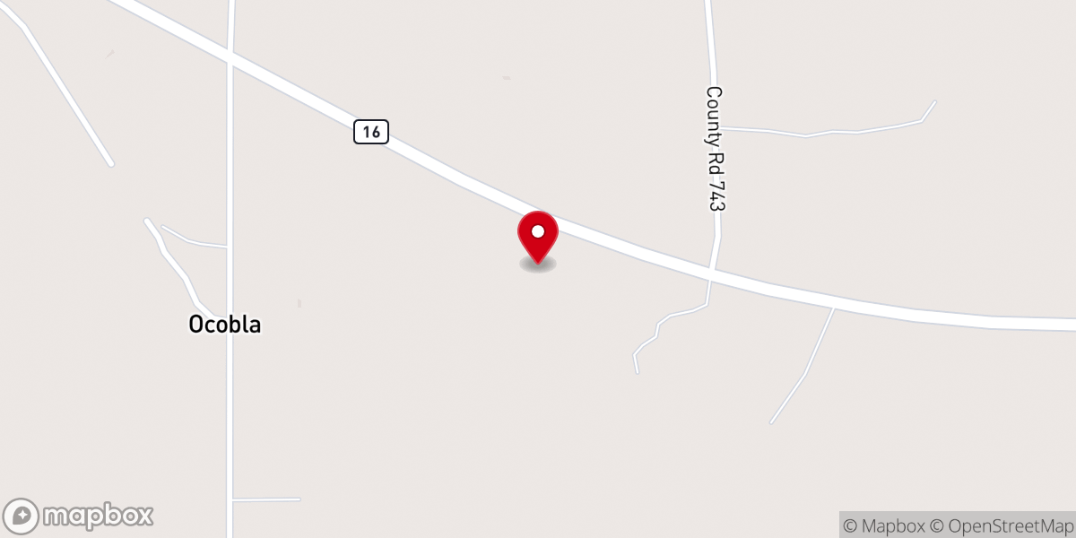 Map showing location of Ocopla Baptist Church