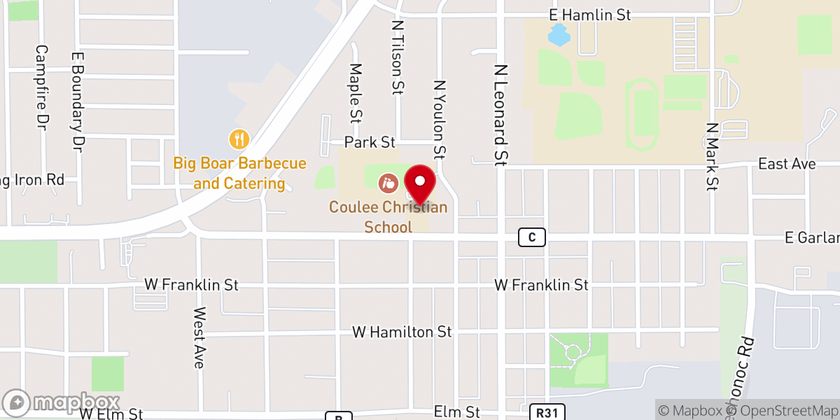Map showing location of Coulee Christian School