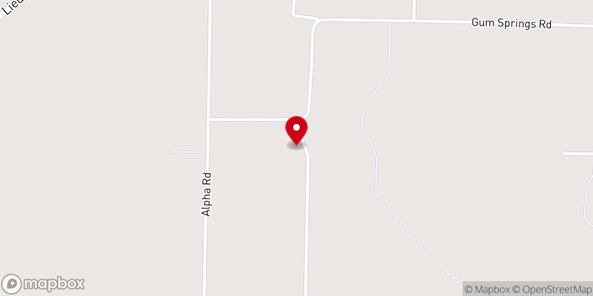 Map showing location of Gum Springs Cumberland Presbyterian Church