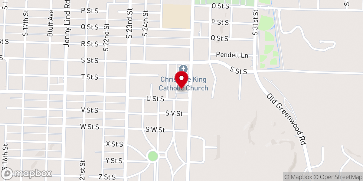 Map showing location of Christ the King Parish Office