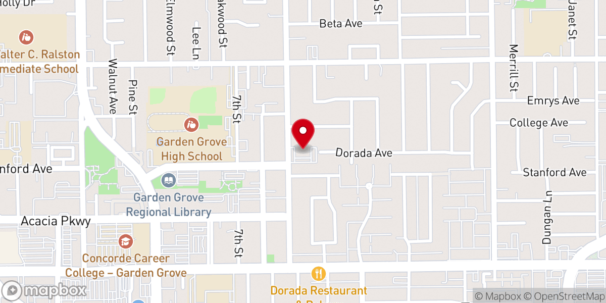 Map showing location of Calvary Chapel Living Water Garden Grove