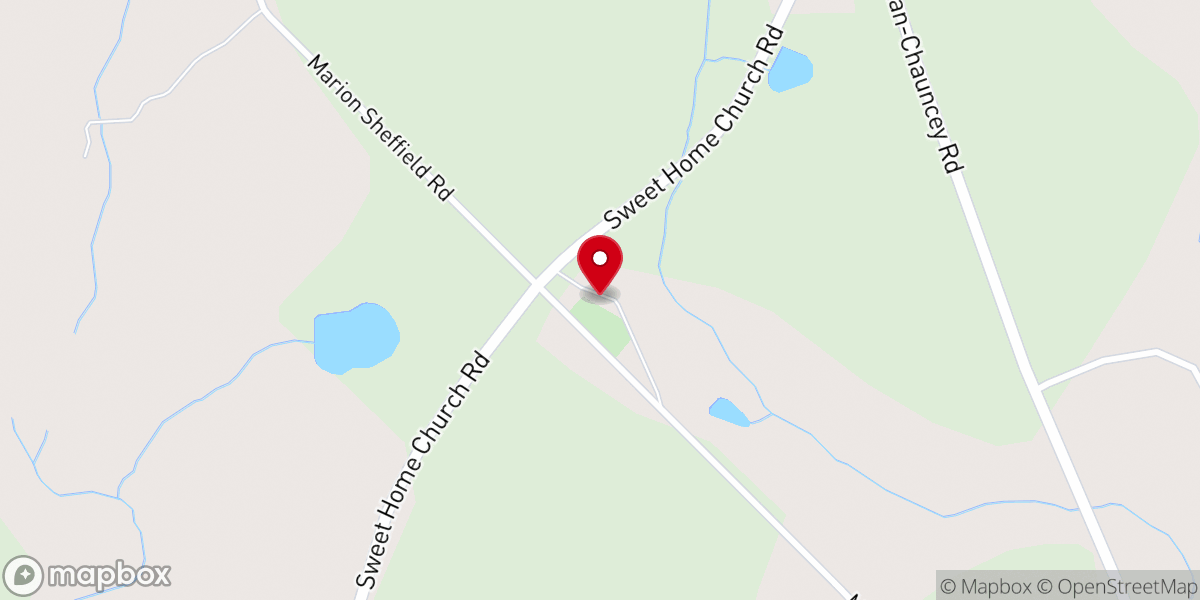 Map showing location of Sweet Home Baptist Church