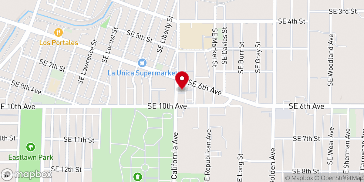 Map showing location of First Church of God in Christ
