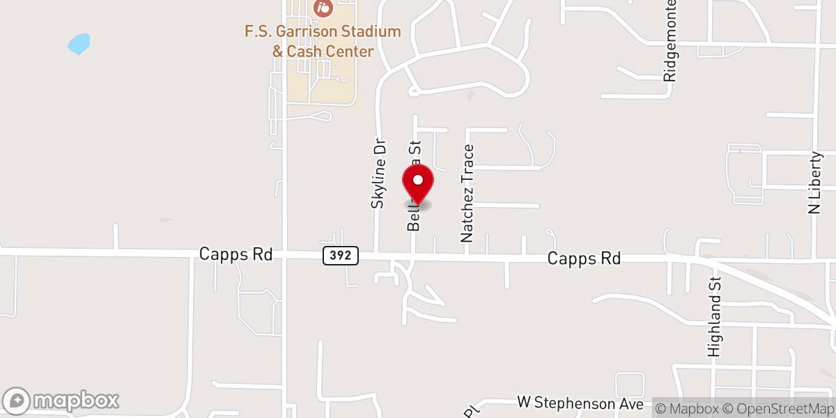 Map showing location of Capps Road Church of Christ