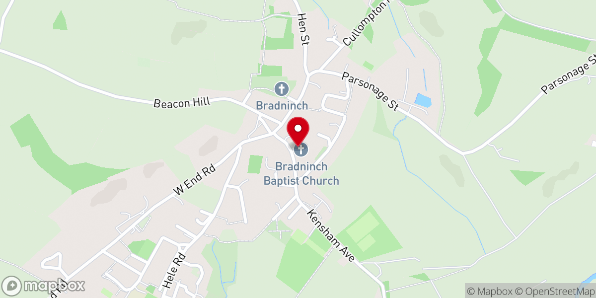 Map showing location of Bradninch Baptist Church