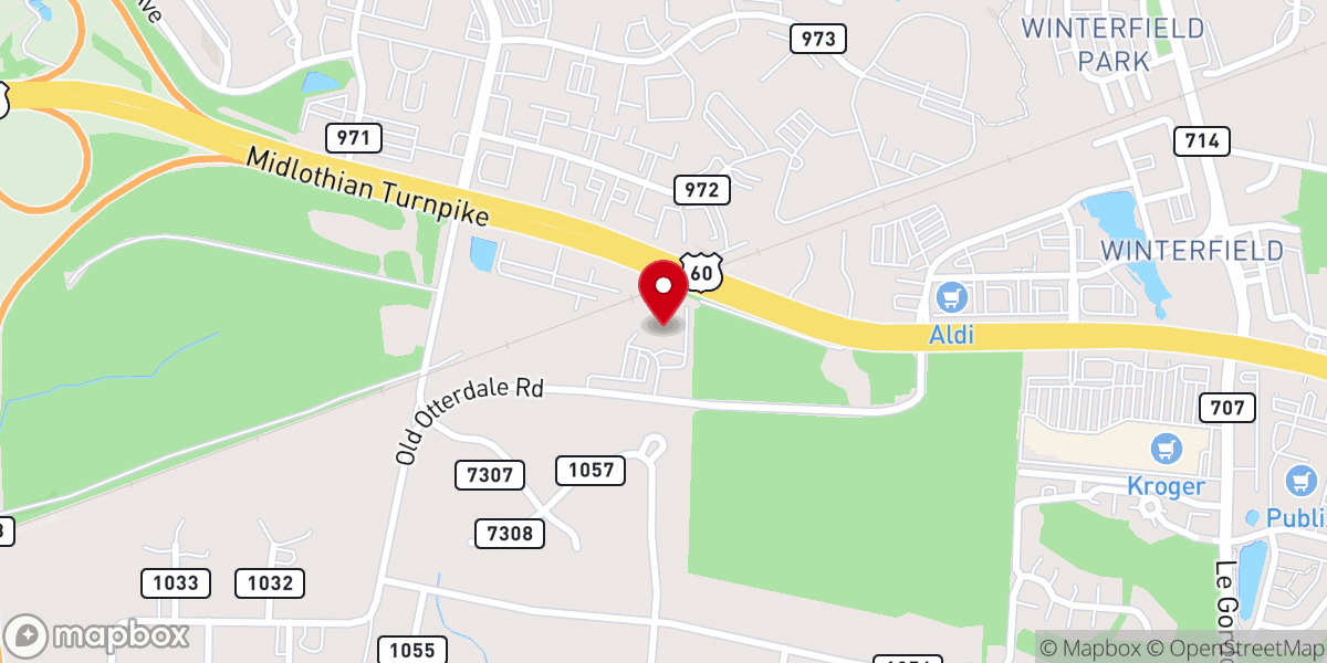 Map showing location of Passion Community Church (PCC) - Midlothian Campus