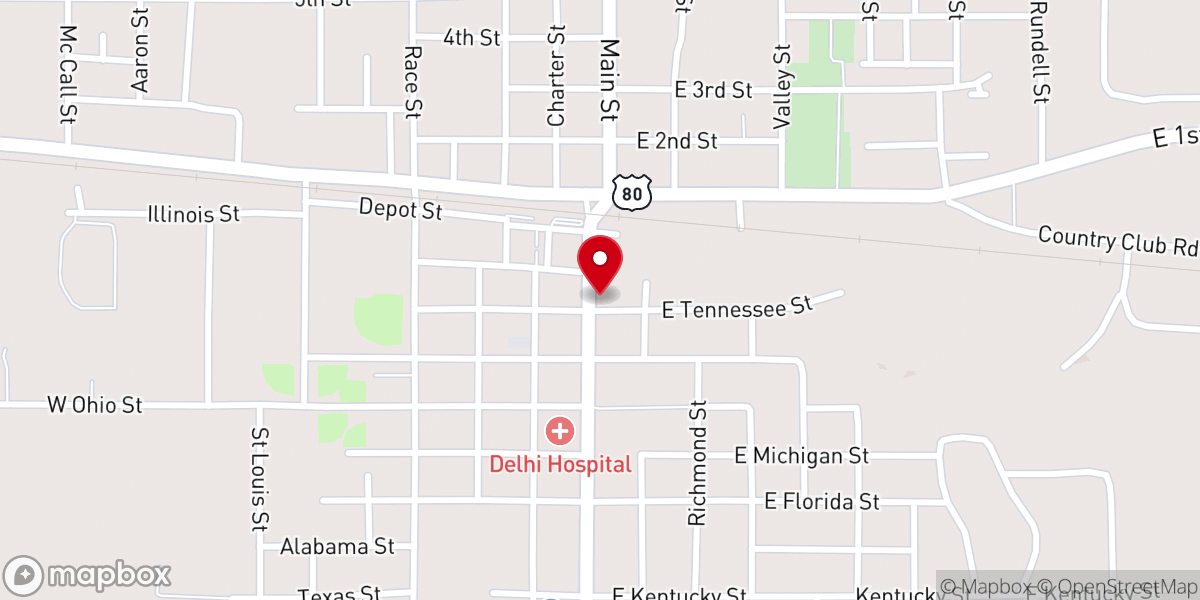 Map showing location of DELHI CITY HALL