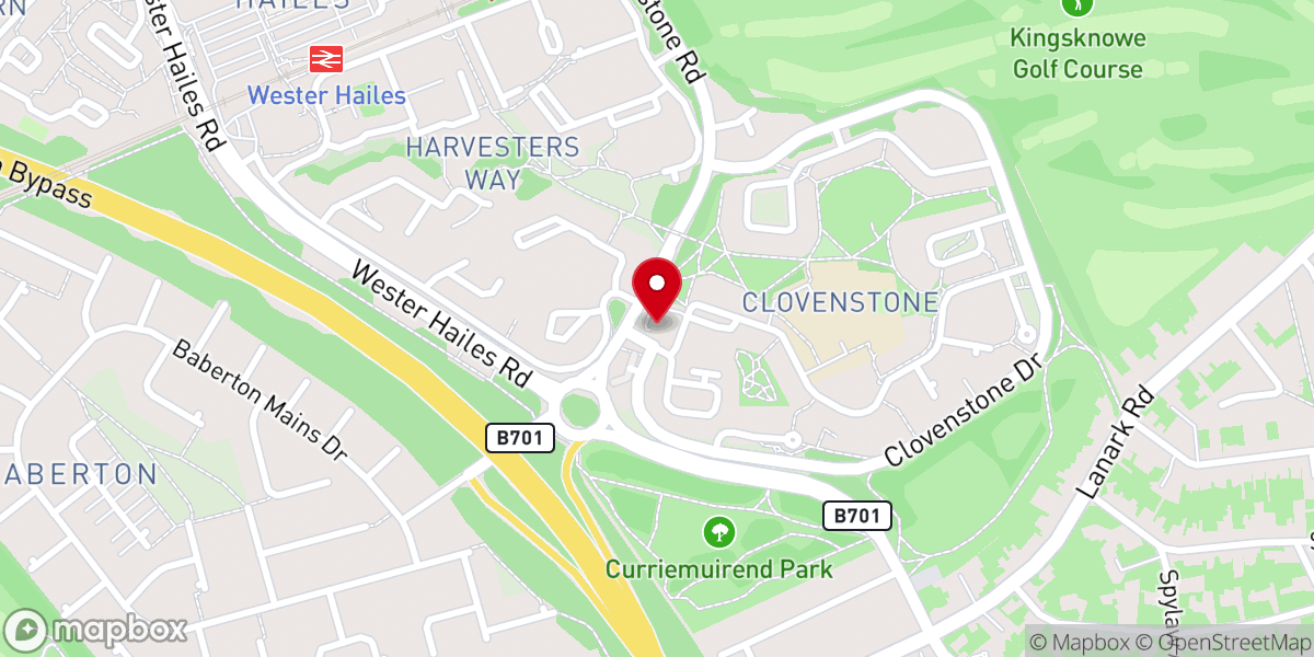 Map showing location of Wester Hailes Baptist Church