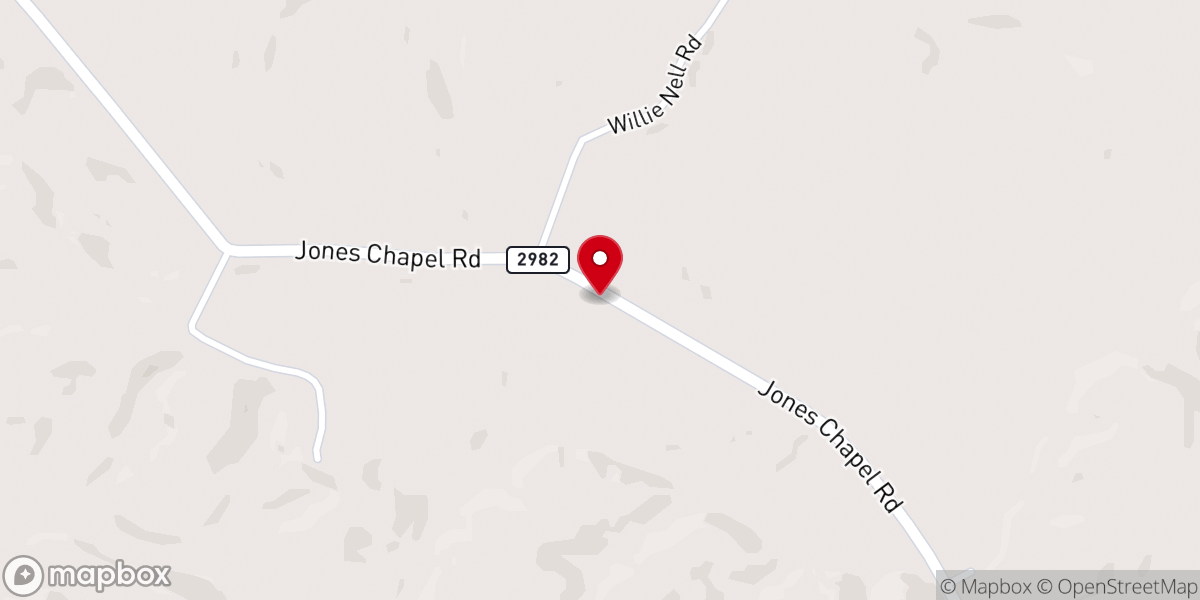 Map showing location of Jones Chapel Church