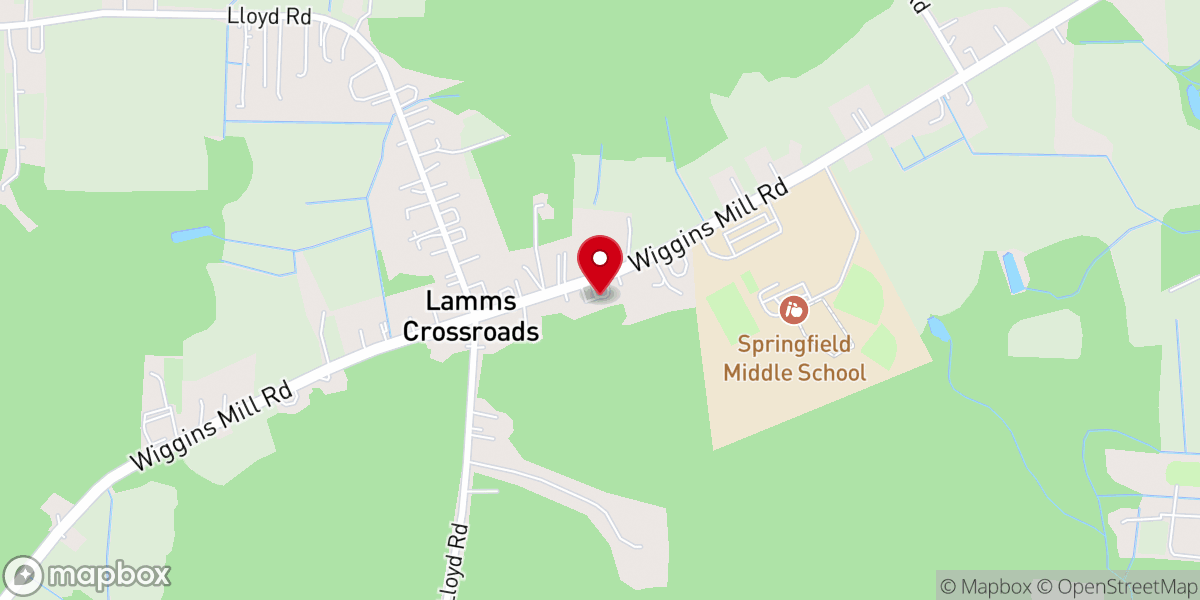 Map showing location of Lamms Grove Church