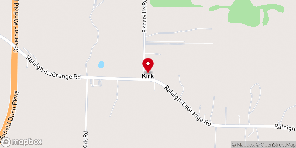 Map showing location of Kirks Christian Church