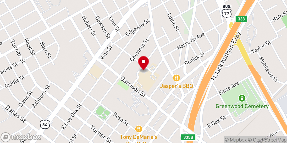 Map showing location of New Mount Olive Missionary Baptist Church