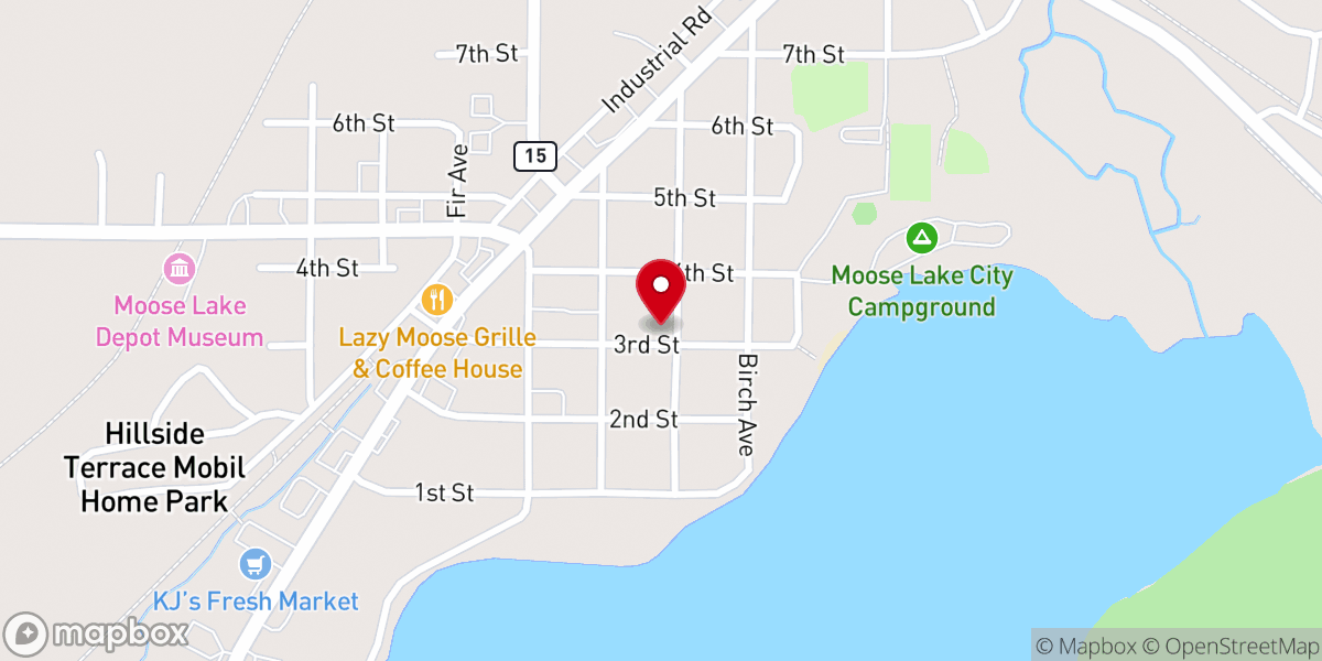 Map showing location of Moose Lake United Methodist