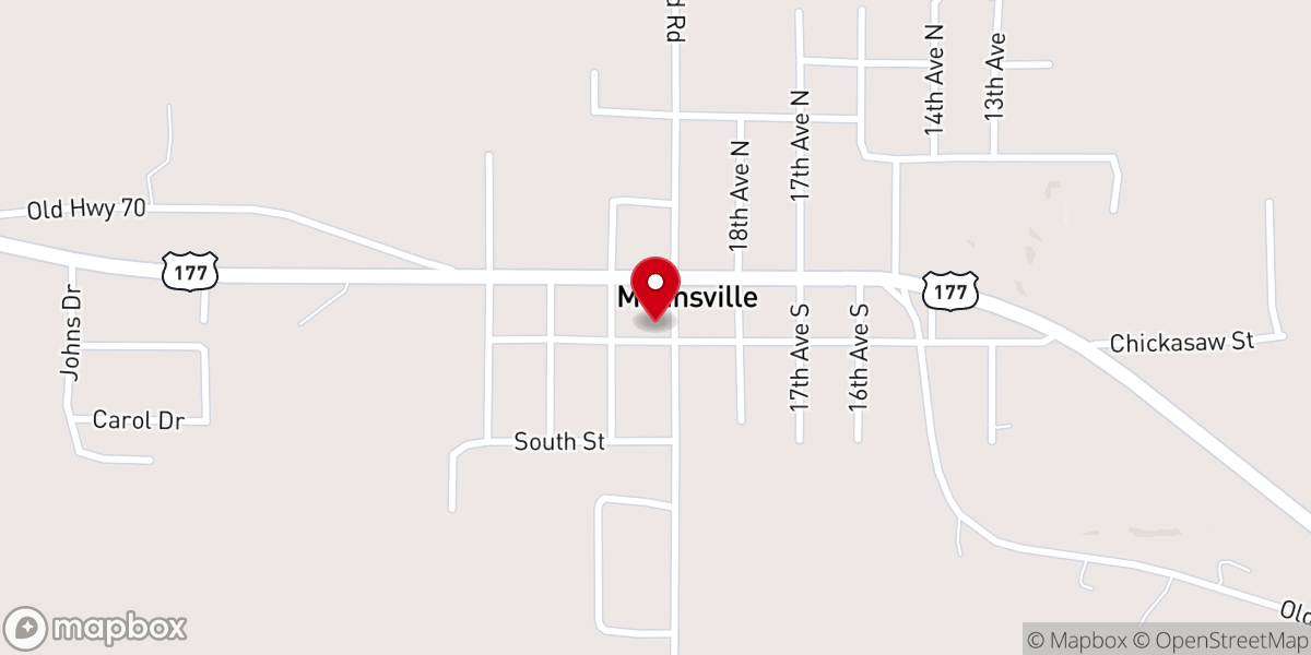 Map showing location of Assembly of God Church