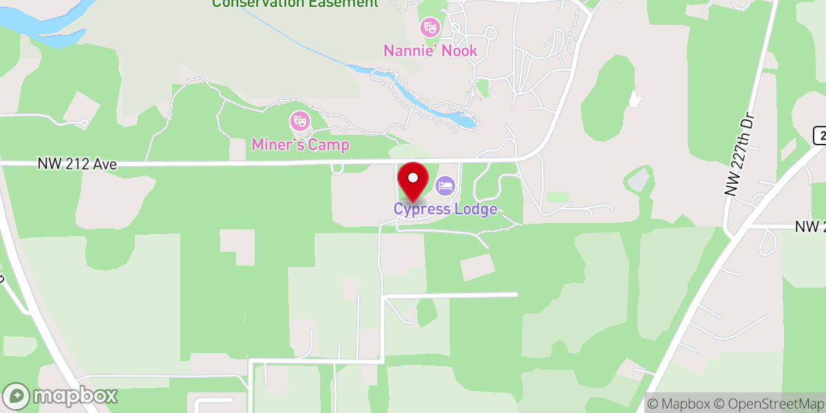 Map showing location of Live Oak Lodge