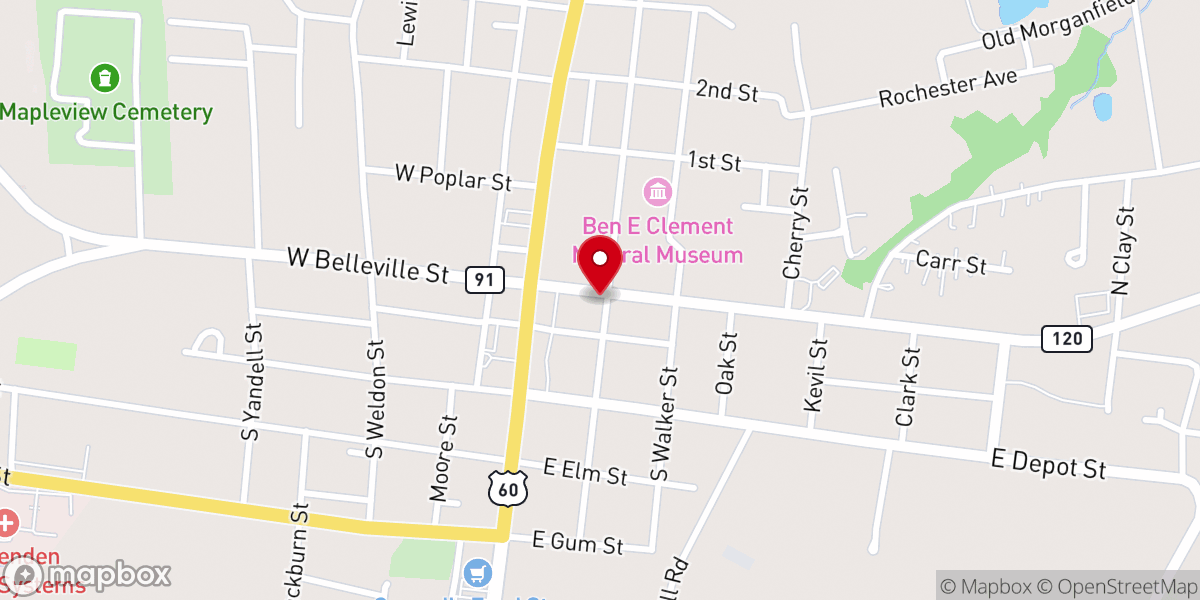 Map showing location of Crittenden County Historical Museum