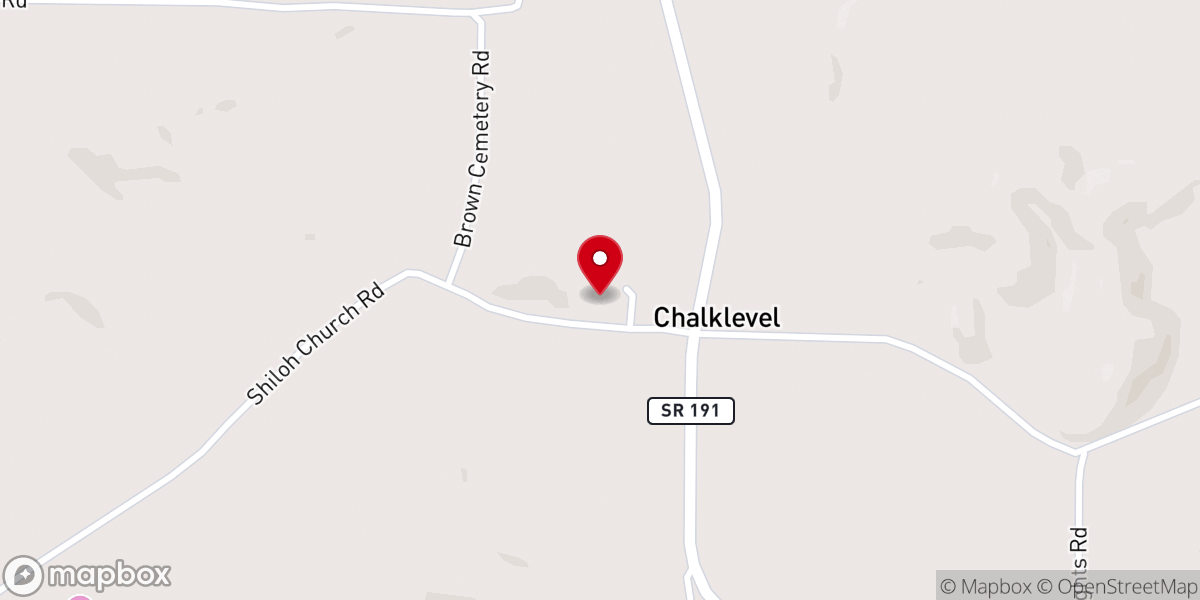 Map showing location of Chalk Level Baptist Church
