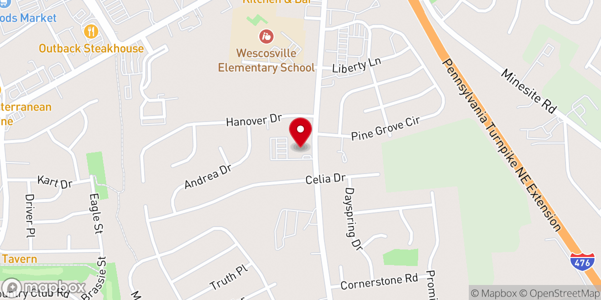 Map showing location of Bethany Church