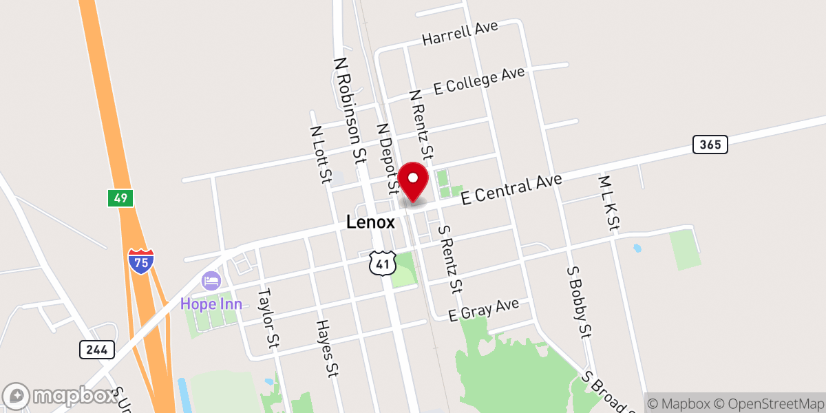 Map showing location of Lenox Christian Fellowship