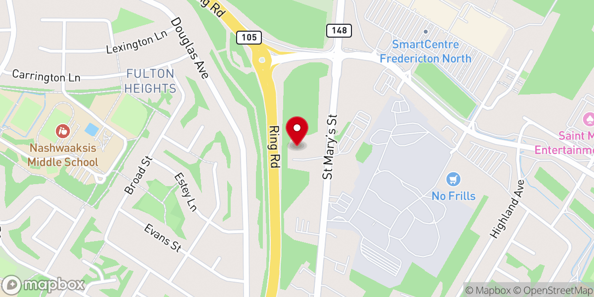 Map showing location of The Salvation Army Fredericton Community Church
