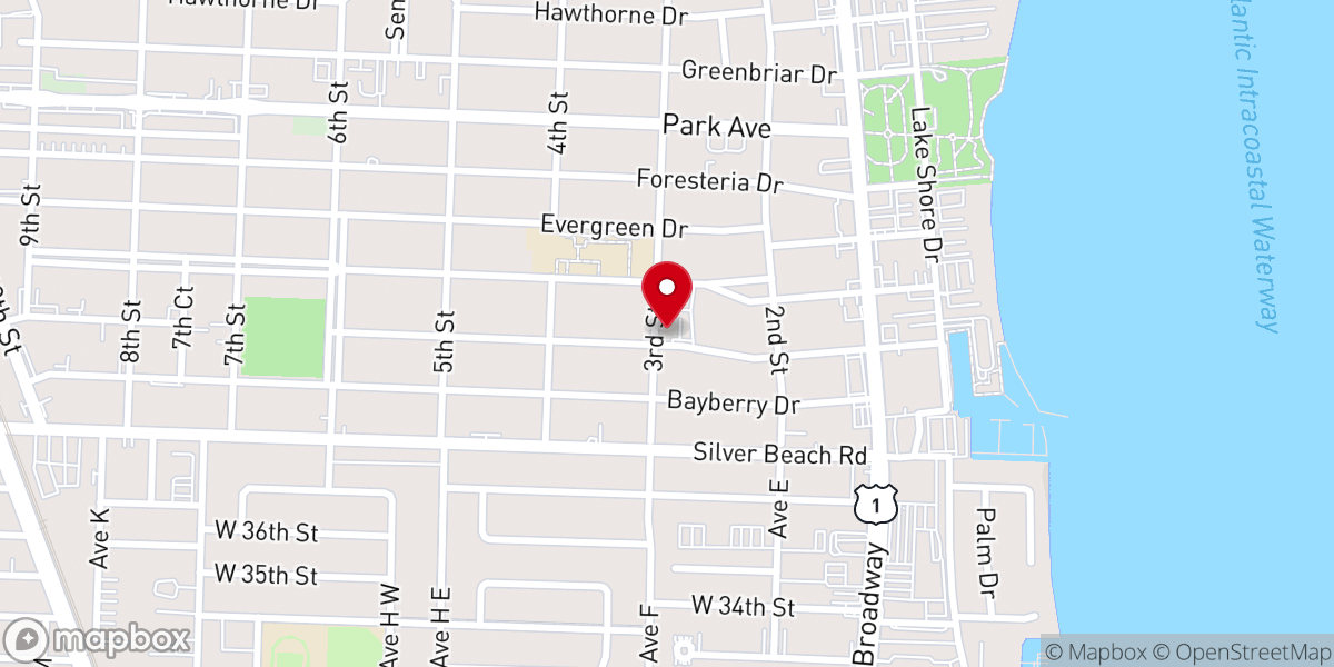 Map showing location of St John's Evangelical Lutheran Church