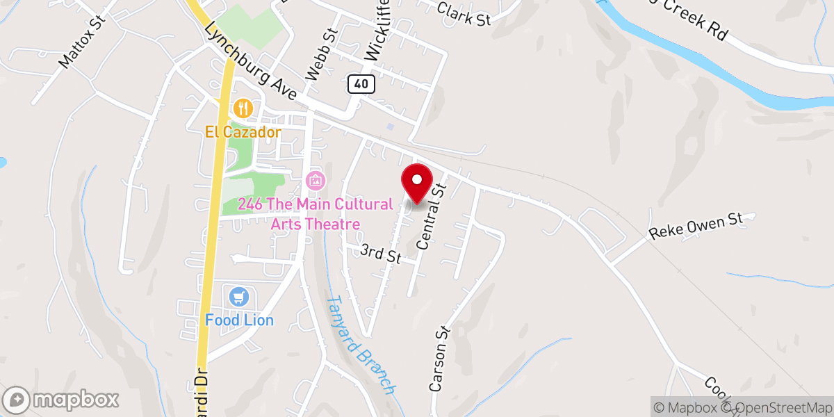 Map showing location of Brookneal United Methodist Church