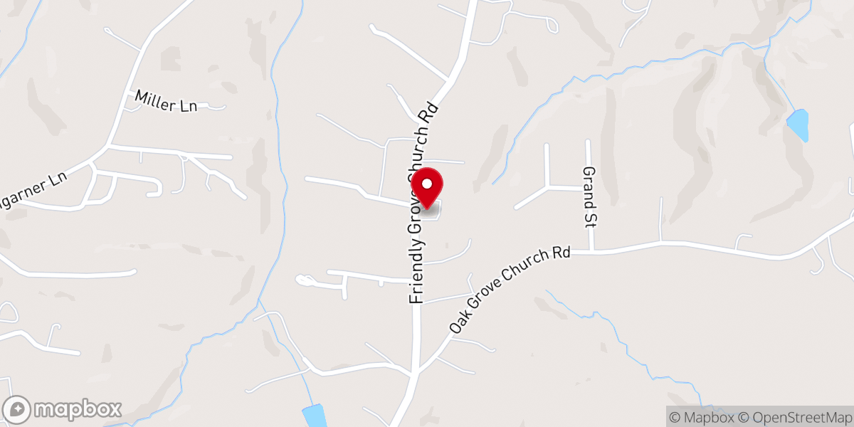 Map showing location of Friendly Grove Baptist Church