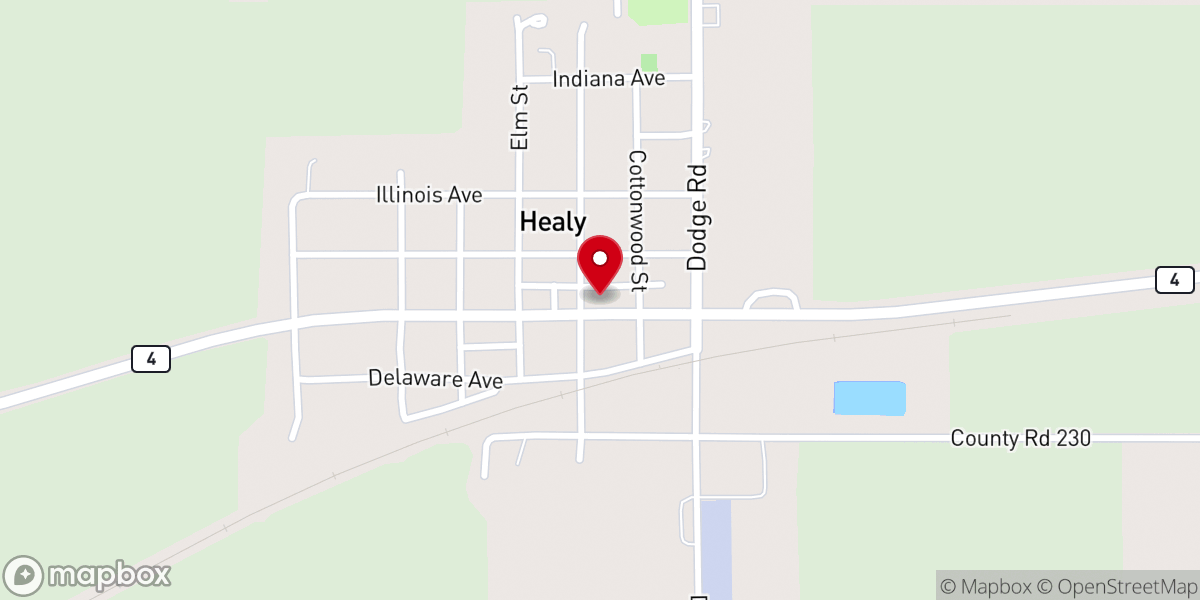 Map showing location of Healy United Methodist Church