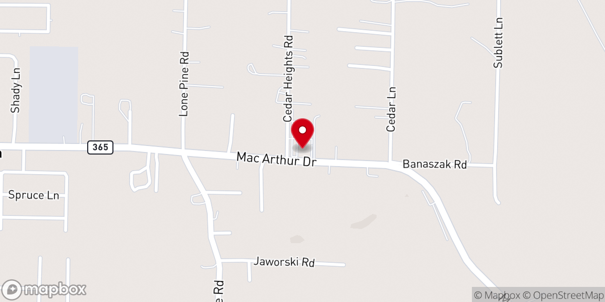 Map showing location of Cedar Heights Baptist Church