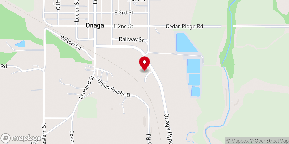 Map showing location of Onaga First Baptist Church - Food Distribution Center