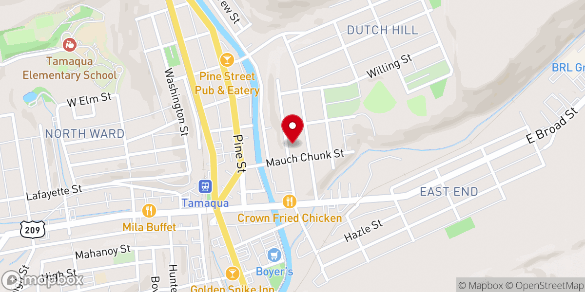 Map showing location of Zion Evangelical Lutheran Church