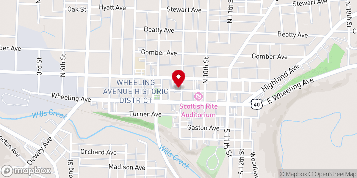 Map showing location of Ninth Street United Methodist Church