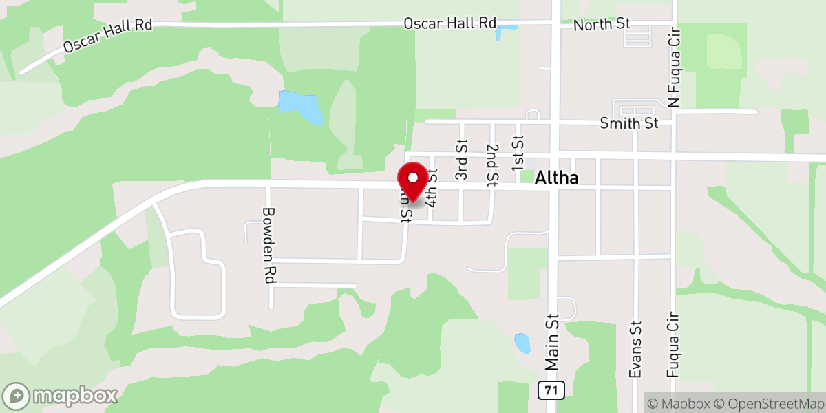 Map showing location of Altha Church God Day Care