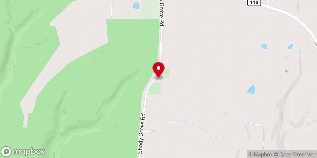 Map showing location of Shady Grove Baptist Church