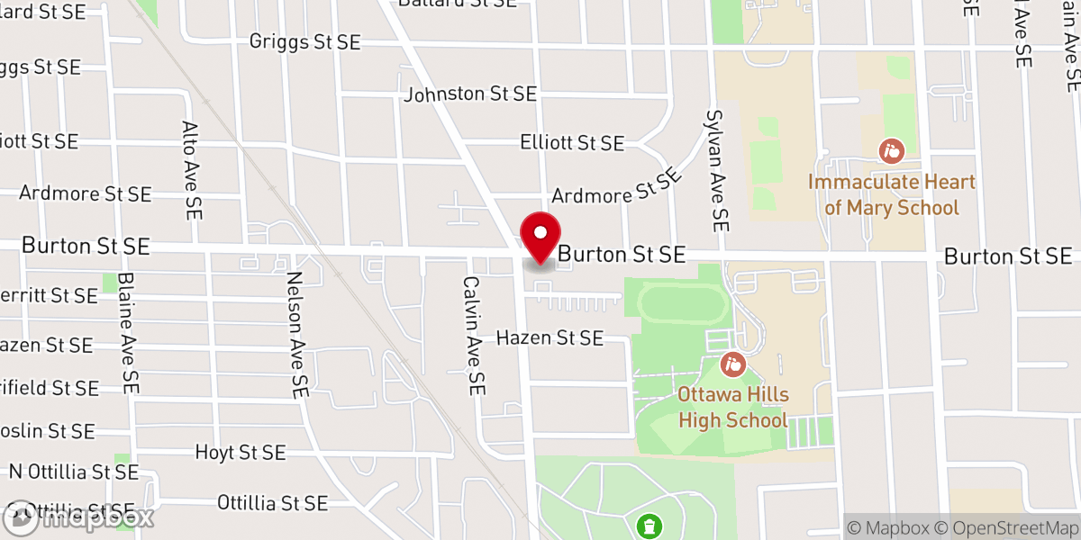 Map showing location of Hope Reformed Church