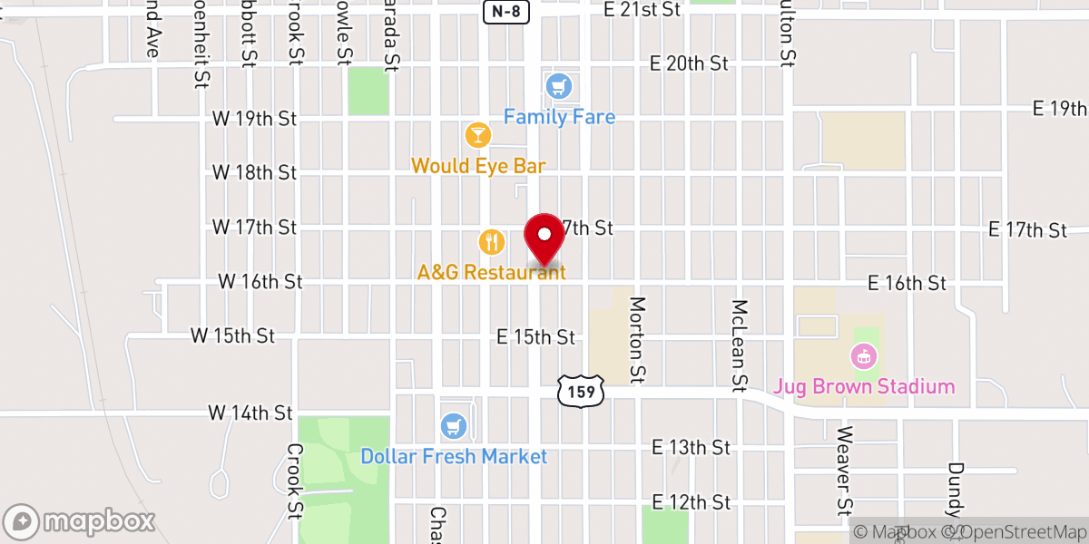 Map showing location of St. Thomas' Episcopal Church